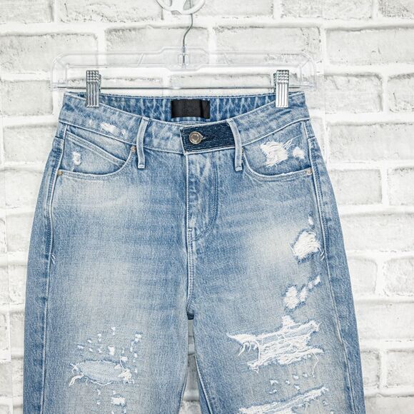 RtA Straight Leg Denim Jeans Distressed Ripped light wash Size 23 - Picture 5 of 10